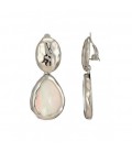 Oorclips zilverkleurig elegante met witte inleg