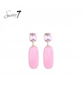 Oorbellen roze hanger met sprankelende oor knop