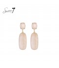 Oorbellen met beige hanger en glas steentje