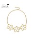 Halsketting goudkleurig met drie bloemen modern en stijlvol design