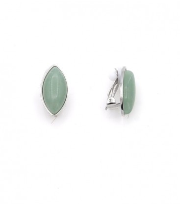 Oorclips groene inleg met een zilverkleurige rand