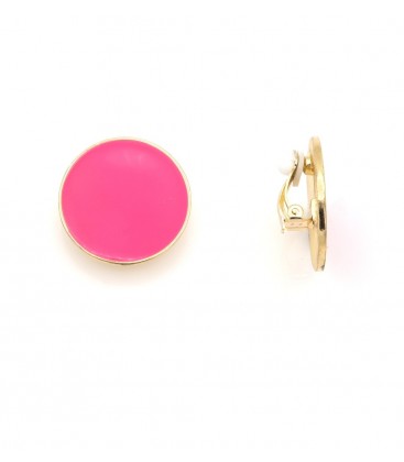 Oorclips roze met een goudkleurige rand