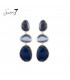 Blauwe oorhangers met cat eye stenen en goudkleurige omlijsting