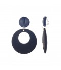 Donkerblauwe oorclips met een ronde bovenzijde met een open hanger