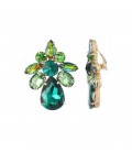 Oorclips met groene kristallen in verschillende tinten