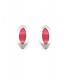 Oorclips met fuchsia roze ovale steen en zilverkleurige rand