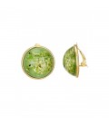 Oorclips met frisse groen tinten en goudkleurige rand
