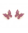 Oorclips in vlindervorm met fonkelende fuchsia kristallen