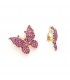 Oorclips in vlindervorm met fonkelende fuchsia kristallen