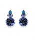 Oorclips blauw met pailletten en strass steentjes