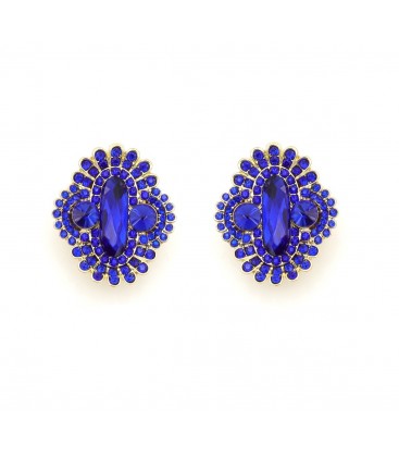 Oorclips blauw met fonkelende steentjes