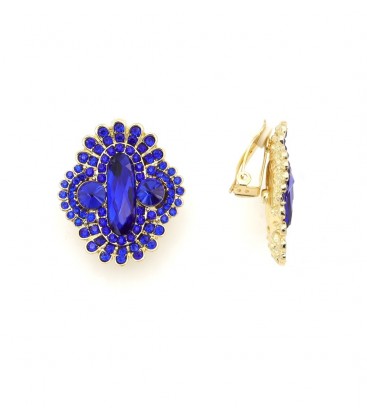 Oorclips blauw met fonkelende steentjes