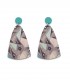 Oorbellen met geometrisch dessin in turquoise en neutrale tinten