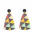 Oorbellen hout gekleurd met geometrisch patroon