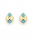 Oorclips goudkleurig met turquoise stenen en kristal steentje