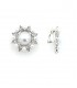 Oorclips zilverkleurig met acryl parels en strass steentjes