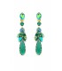 Oorclips met groene kristallen en facetgeslepen hanger