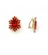 Oorclips met rode druppelsteen en strass steentjes rondom