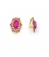 Oorclips met roze kristallen in goudkleurige setting