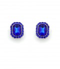 Oorclips blauw met glas steentjes rondom en in het midden