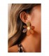 Oorclips met bruine bloem bladeren en goudkleurige details