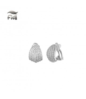 Zilverkleurige oorclips gevuld met strass steentjes